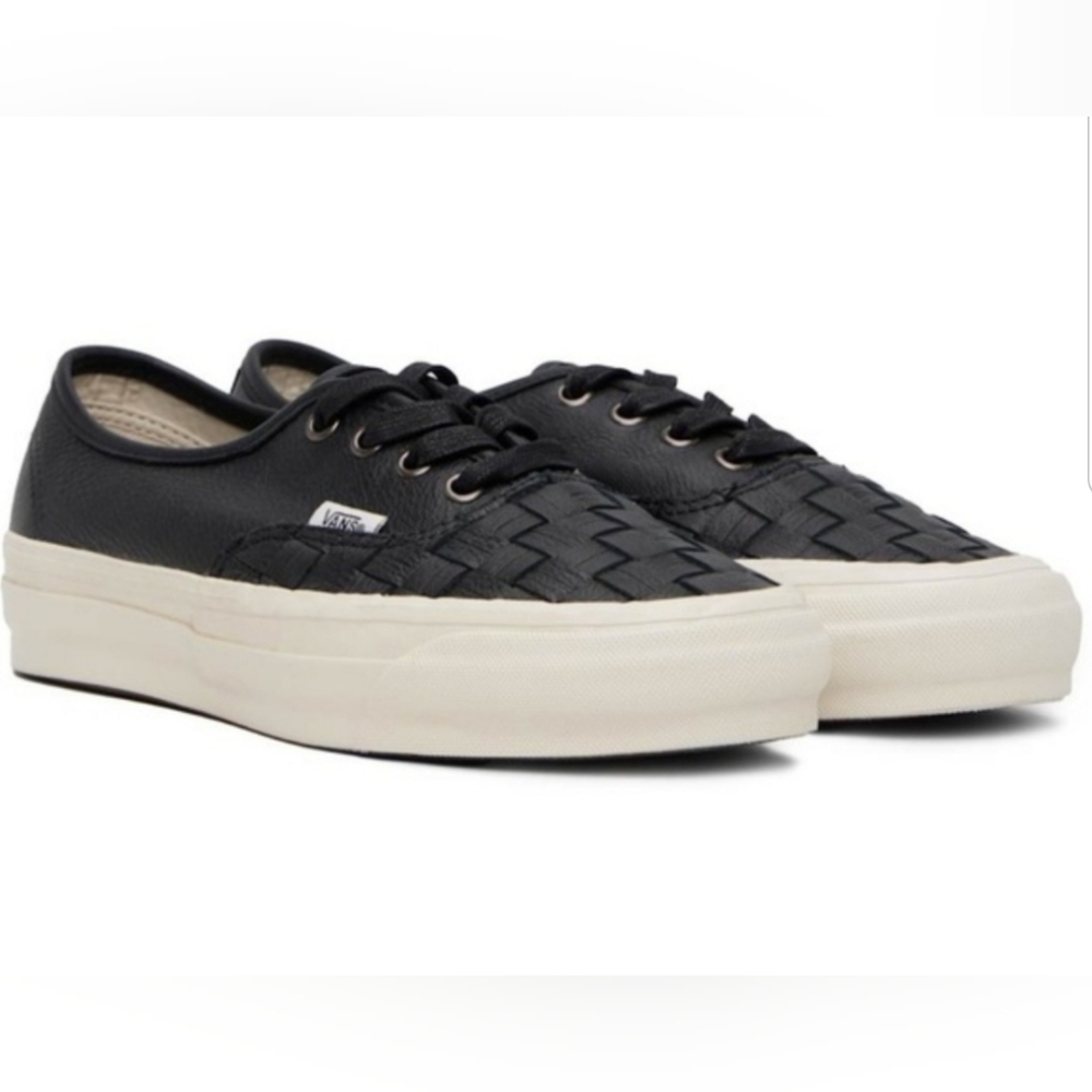 🔥NEW! Vans Black Leather Woven Reissue 44 LX Sneakers Sz 10